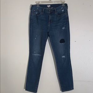 J. CREW stretch dark distressed skinny jeans